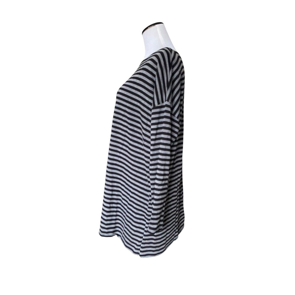 Eileen Fisher Tencel Tunic Top Size M Gray Striped Minimalist Elevated Casual - Picture 2 of 11
